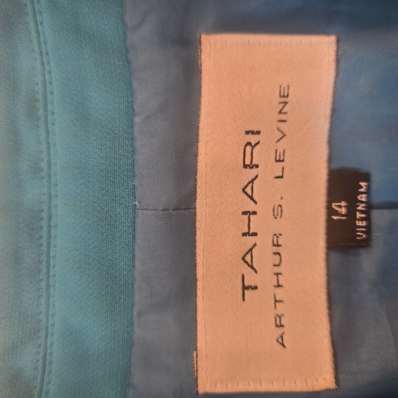 Tahari Womens Green Blue Peplum Blazer Jacket Size 14 - Picture 6 of 8